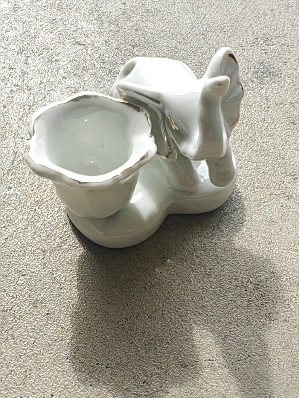 Porcelain Elephant Figurine Candle Holder with Scalloped Cup White - Picture 6 of 8